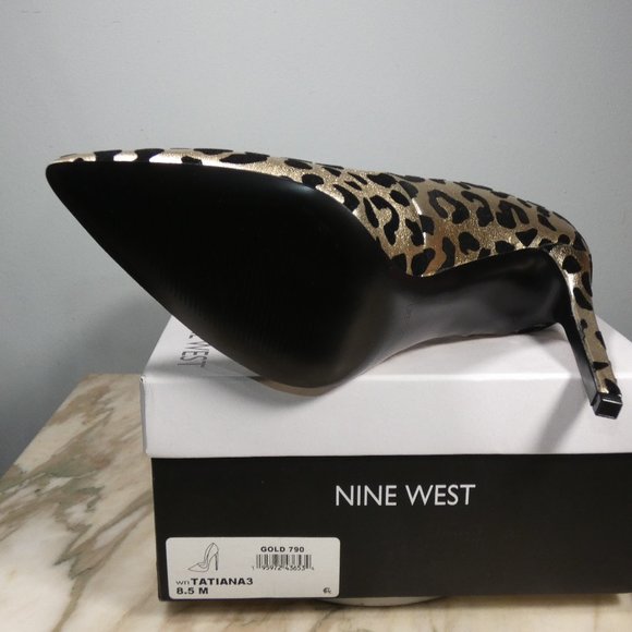 Sexy NINE WEST Women's Tatiana3 Stiletto Pumps Gold Leopard 8.5 - Picture 13 of 14